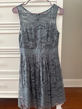 BB Dakota Lace Fit-and-Flare Mini Dress in Dusty Blue